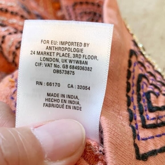 Akemi & Kin Peach Embroidered Beaded Bohemian Beaded Crew Neck Long Sleeve Shirt - Picture 10 of 10